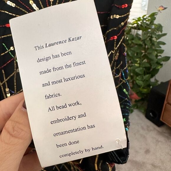 Vintage Laurence Kazar Silk Beaded Cardigan 2X Firework Colorful Evening NEW - Picture 11 of 16